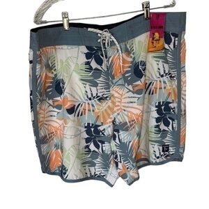 The Endless Summer Bruce Brown Films Tropical Floral Print Swim Trunks Sz 38 New